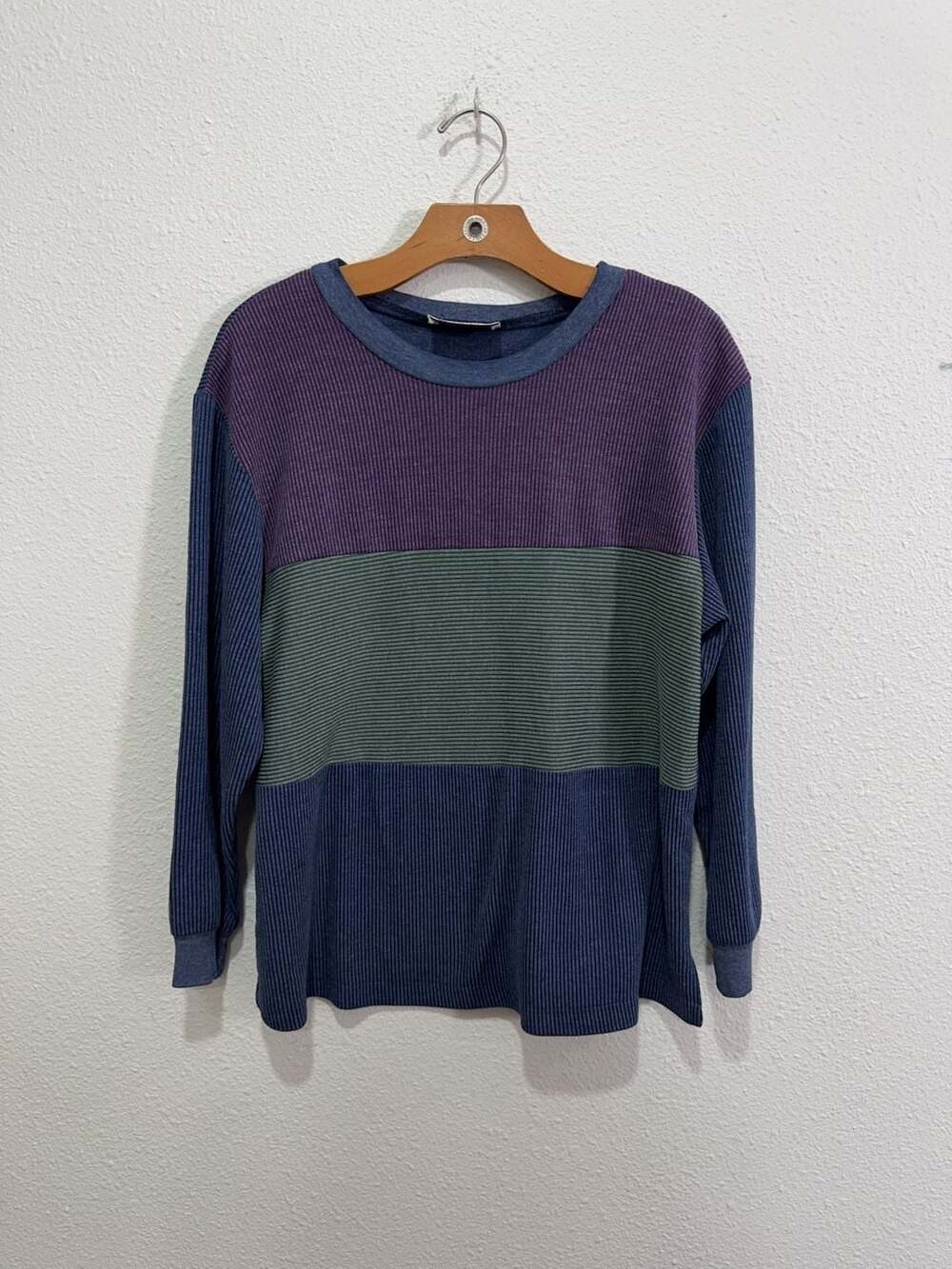 Vintage Paquette Sawyer California Colorblock Ribbed Long Sleeve Shirt Size L